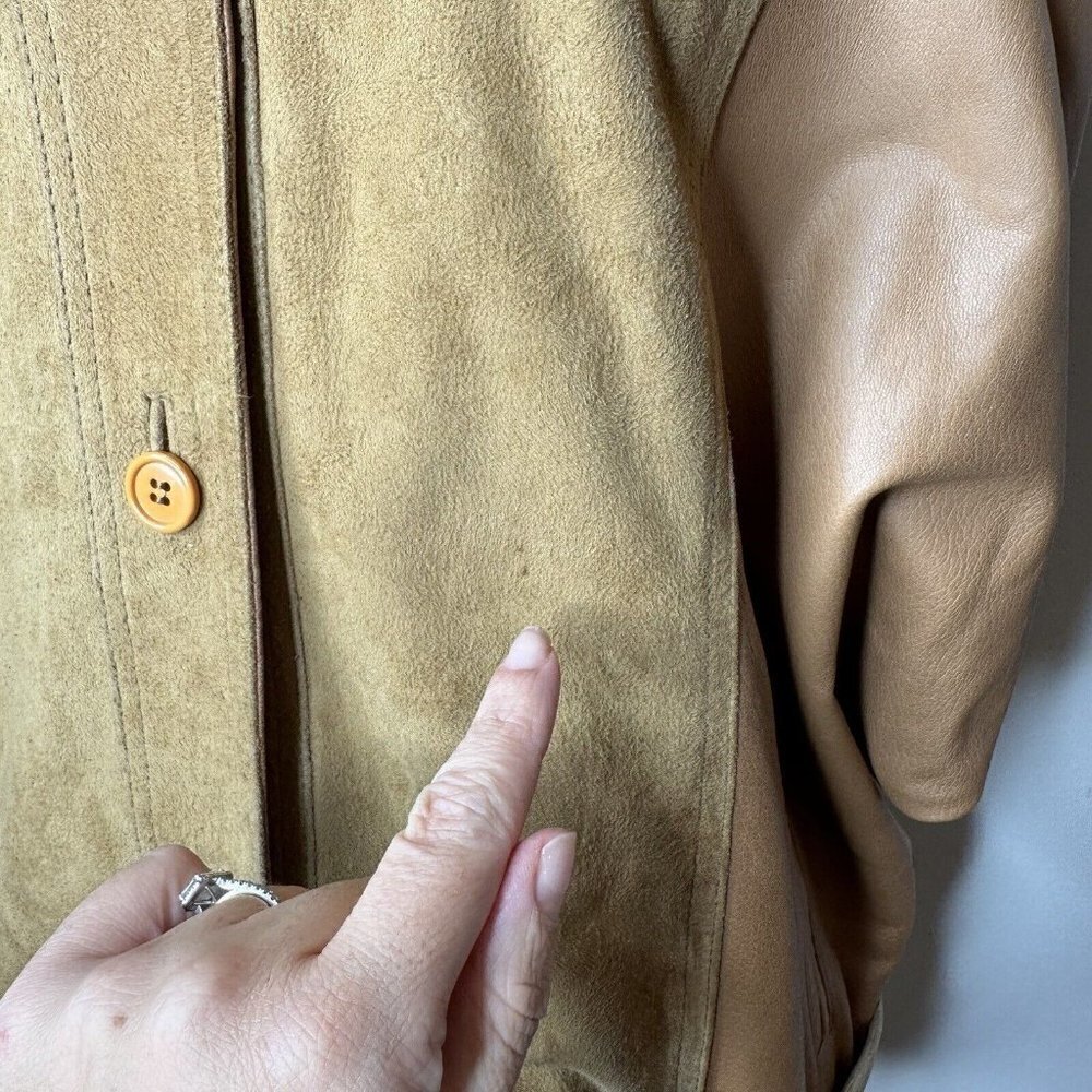 El Corte Ingles Donci Women's Camel Beige Tan Blazer Jacket 12 (42) Leather‎ - Picture 10 of 16